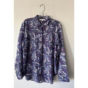 Xirena Beau Shirt Women’s Size Small Blue Fauna Floral Button Down Lightweight